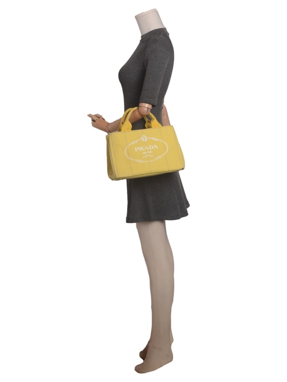 ♥️Prada Small Logo ellow Canvas Mini Tote with White Logo♥️ - Picture 8 of 16